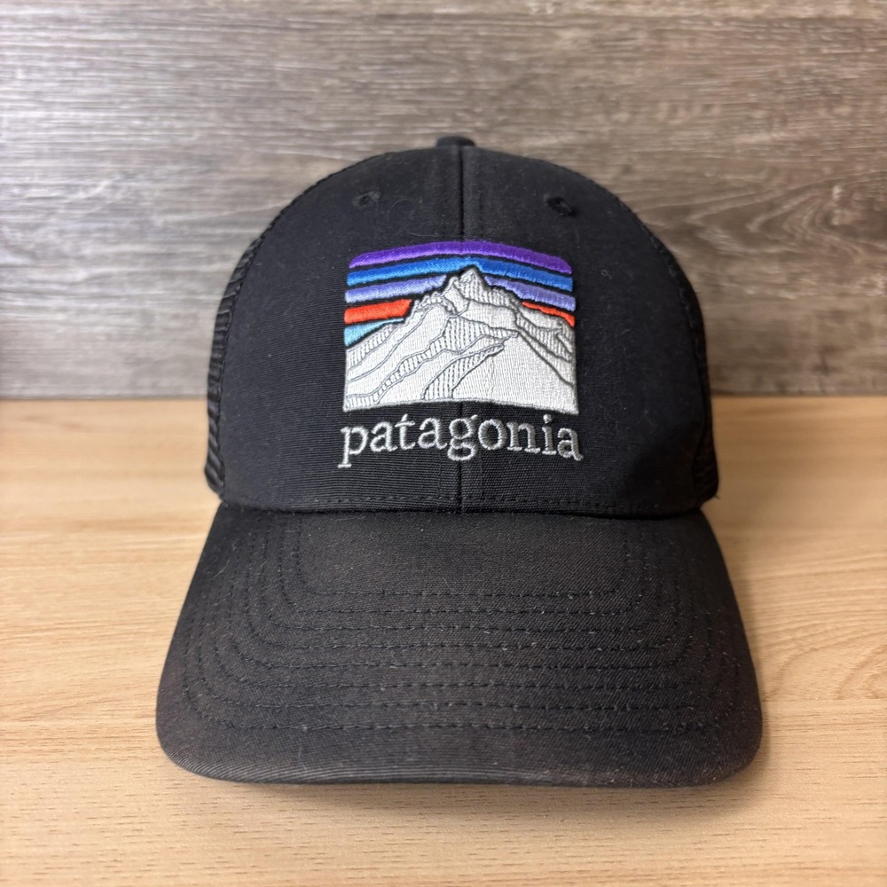 Patagonia Hat Cap Snap Back Mens One Size Black Trucker Embroidered Mountain